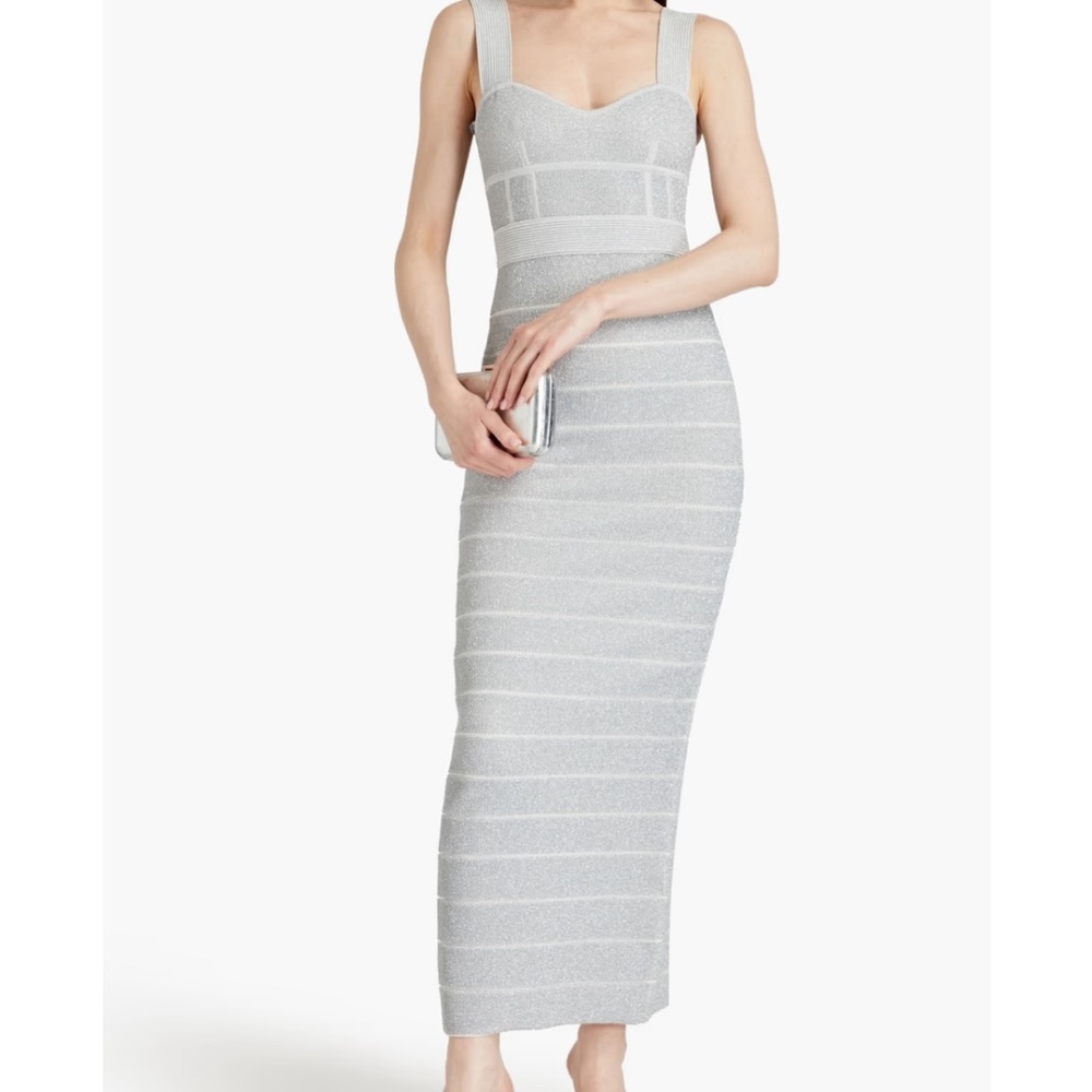 Hérve Léger Metallic Bandage Maxi Dress, Size S